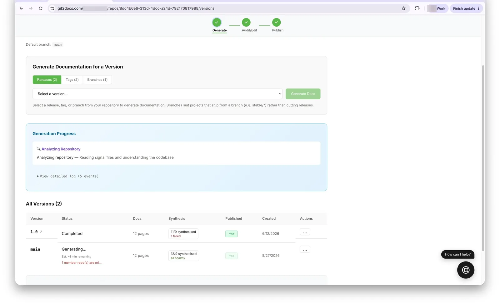 Generation starting — analyzing the repository
