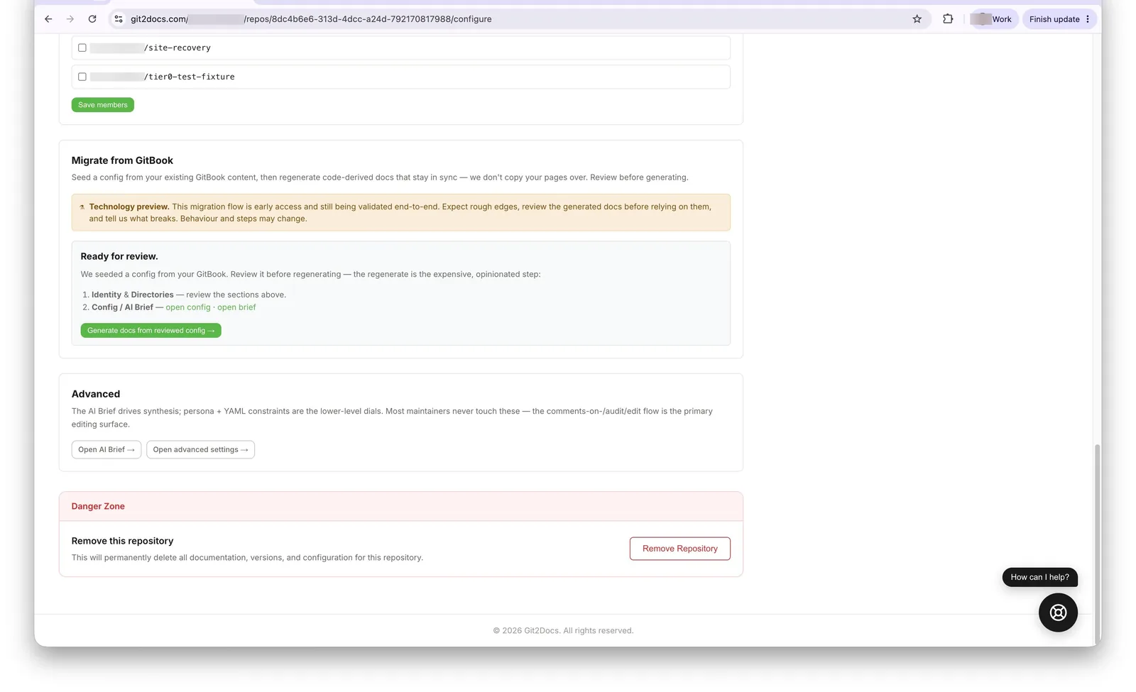 The Ready for review gate with identity, directories, config and brief to review